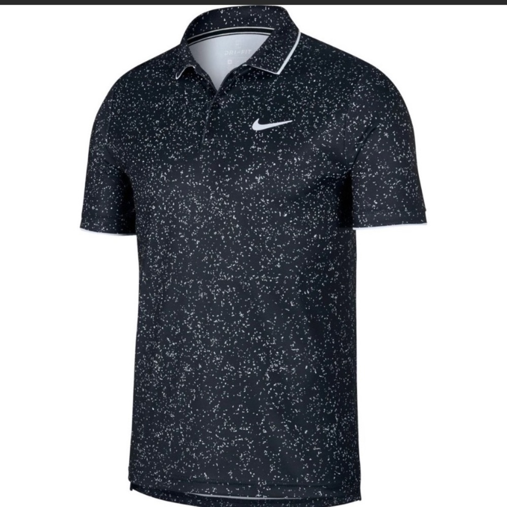 Nike Black and White Speckled Polo Shirt